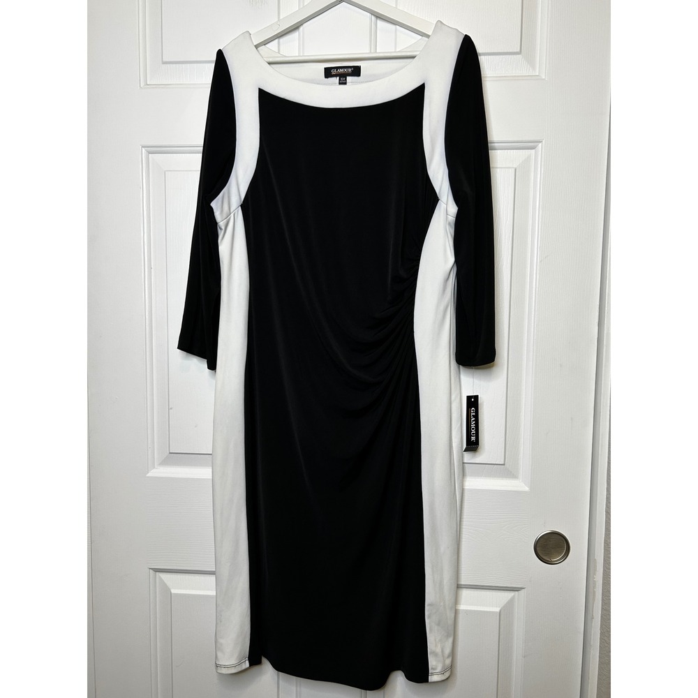 Glamour Colorblock Sheath‎ Dress 16W NWT Ruched Boat Neck
